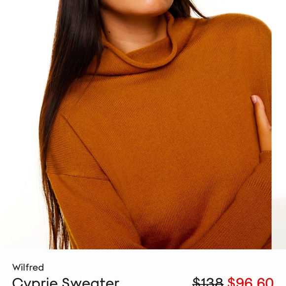 WILFRED Cyprie 100% merino wool mock neck knit sweater golden yellow Aritzia - Picture 3 of 9